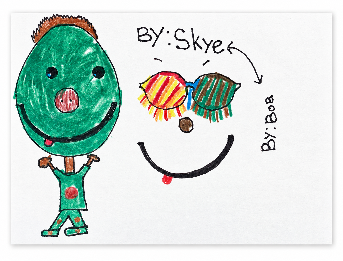 Skye’s colorful original Fish Friends artwork