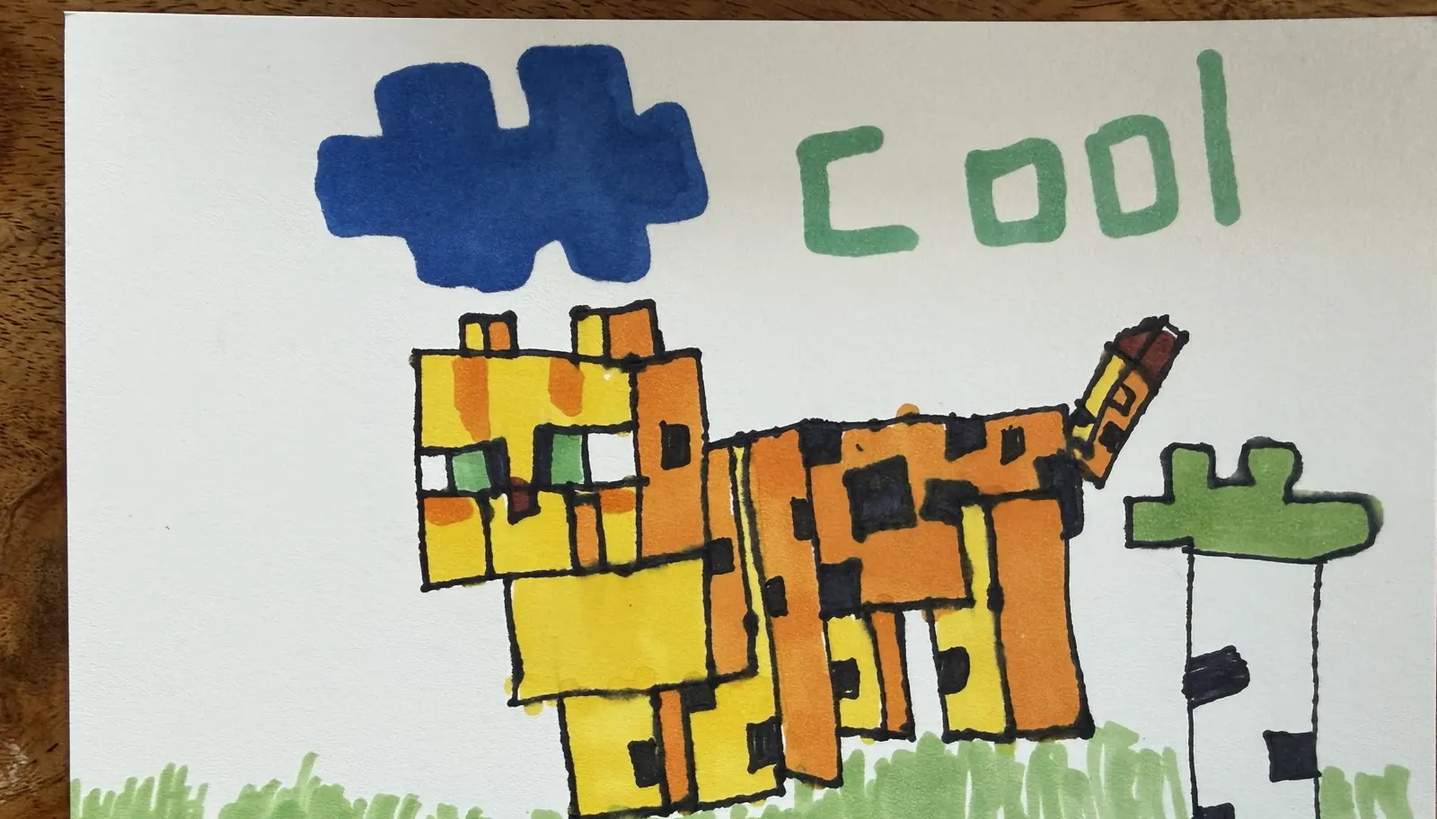 Skye’s original Cool artwork with a colorful block-style animal